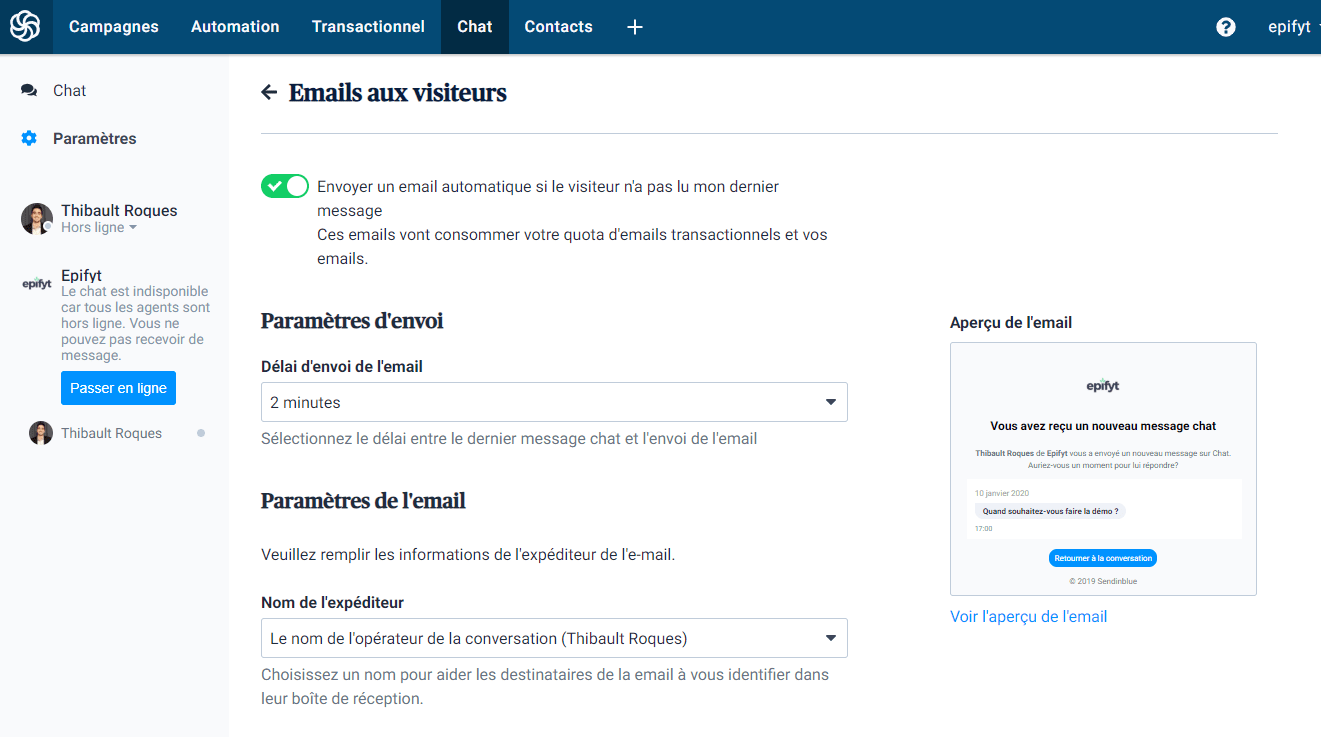 capture sendinblue chat